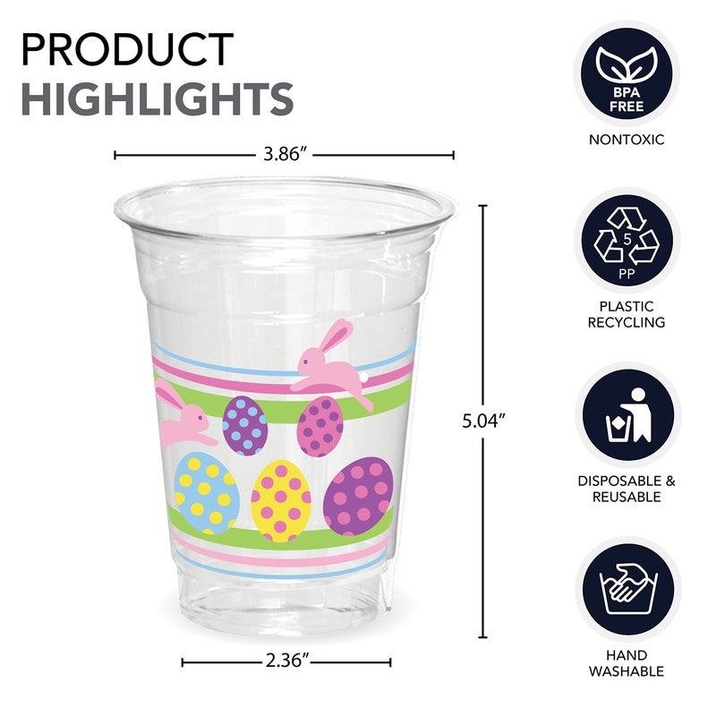 Party Essentials Soft Plastic Printed Party Cups, 16-Ounce, Easter, 40-Count - Image 2